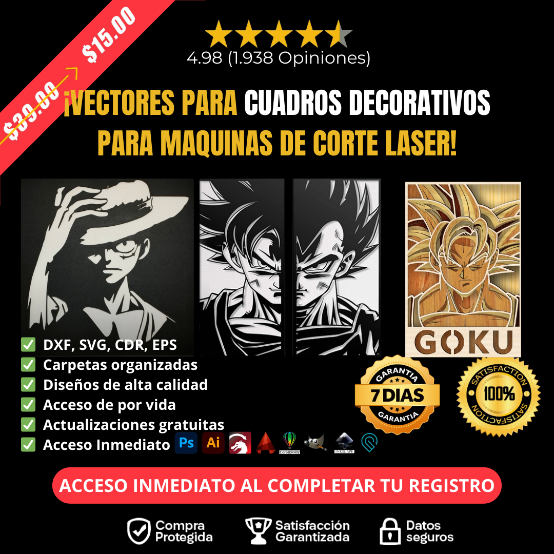 110 Vectores Anime para Corte Láser, CNC e Impresión 3D