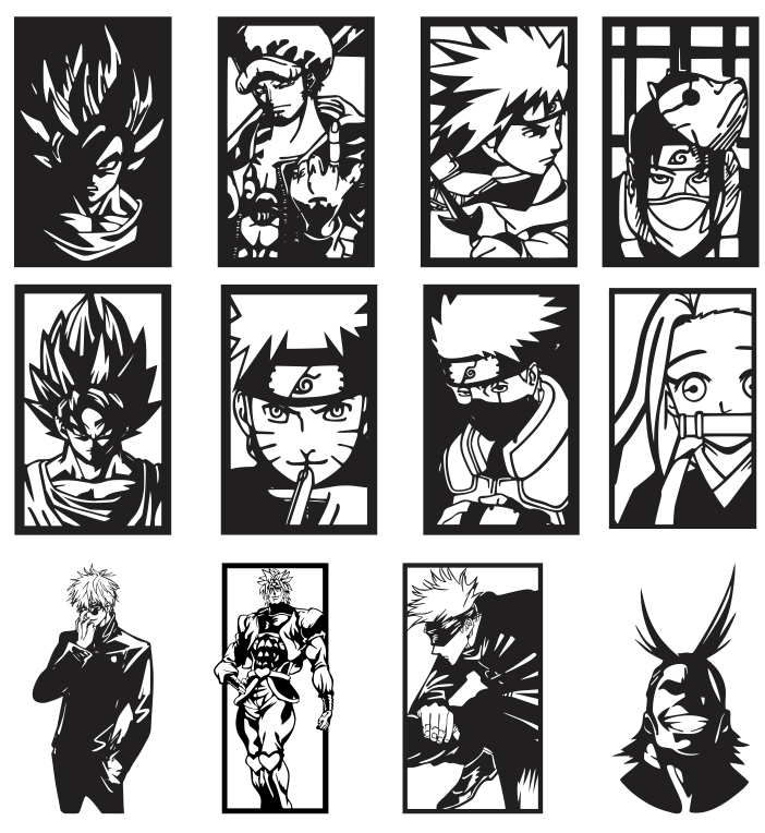 110 Anime Vectors for Laser Cutting, CNC and 3D Printing – UDEXI LTD