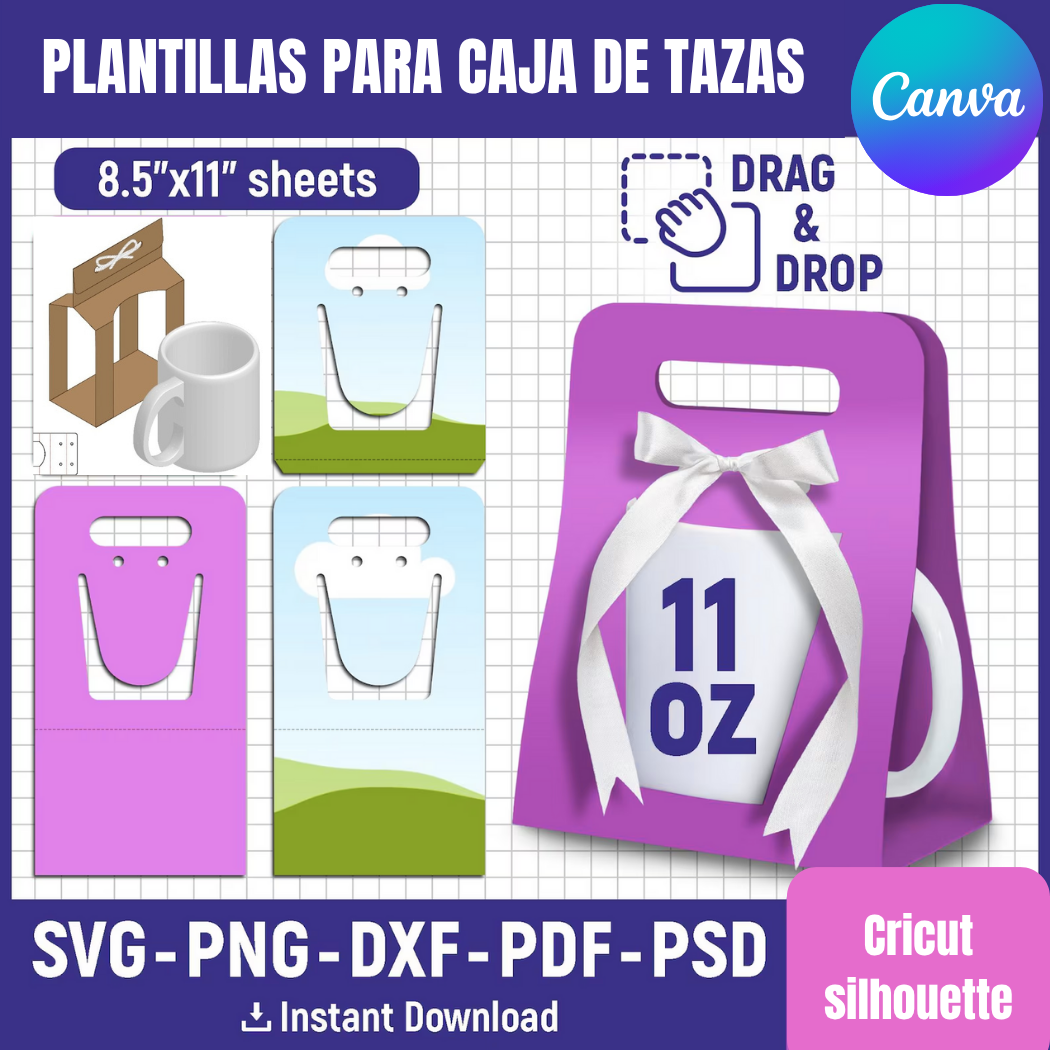 Plantilla para Caja de exhibición para taza 11 y 15 Onzas