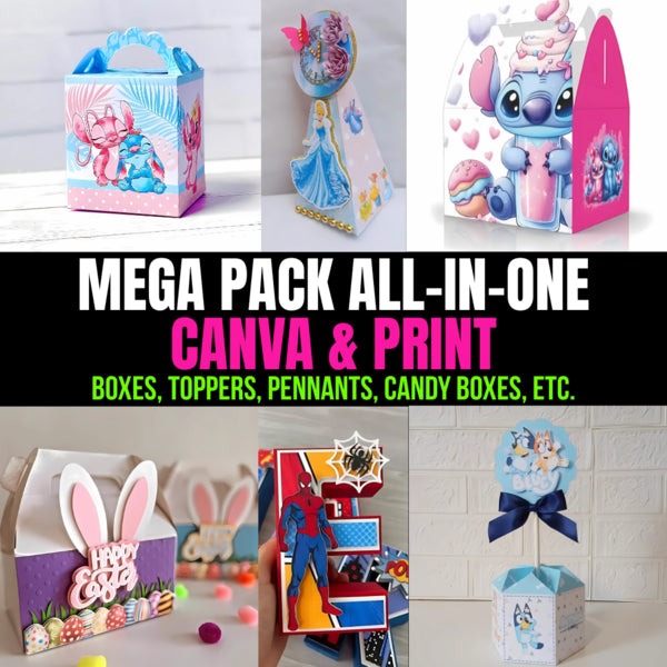 Mega Pack de Plantillas para cajas, etiquetas, invitaciones, stickers, tags.